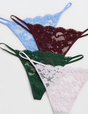 Show Off Chenille Lace String Thong Underwear - Hushed Violet