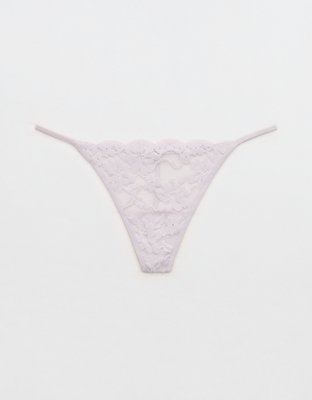 Show Off Chenille Lace String Thong Underwear - Hushed Violet