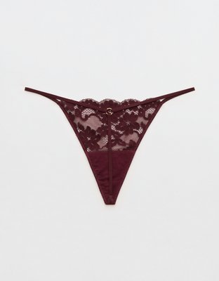 Show Off Chenille Lace String Thong Underwear - Royal Berry