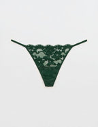 Show Off Chenille Lace String Thong Underwear - Rugged Green