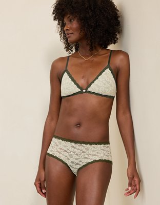 Show Off Vintage Lace Boybrief Underwear - Green Sheen