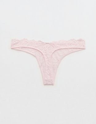 Show Off Dozen Roses Lace Thong Underwear - Pink Petal