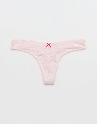 Show Off Dozen Roses Lace Thong Underwear - Pink Petal