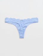 Show Off Dozen Roses Lace Thong Underwear - Cloudy Blue