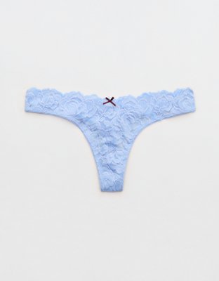 Show Off Dozen Roses Lace Thong Underwear - Cloudy Blue