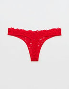 Show Off Dozen Roses Lace Thong Underwear - Bright Red