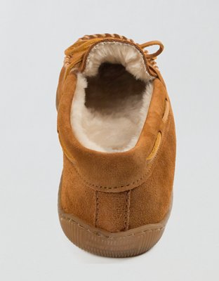Minnetonka Pile-Lined Hardsole Slipper - Brown