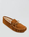 Minnetonka Pile-Lined Soft Sole Moccasin Slipper - Brown