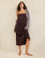 OVERSLEPT by Aerie Liquid Satin Maxi Slip Dress - Deep Earth