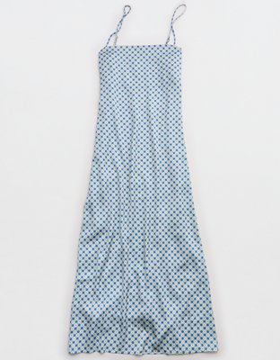 OVERSLEPT by Aerie Liquid Satin Maxi Slip Dress - Green Sheen