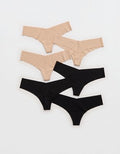 SMOOTHEZ No Show Thong Underwear 6-Pack - Multi