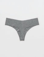 Superchill No Show Cotton Thong Underwear - Dark Heather Gray