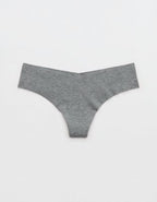 Superchill No Show Cotton Thong Underwear - Dark Heather Gray