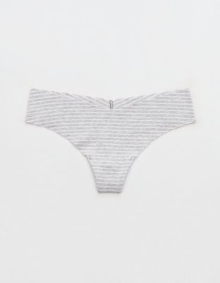 Superchill No Show Cotton Thong Underwear - Medium Heather Gray