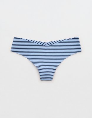 Superchill No Show Cotton Thong Underwear - Cloudy Blue