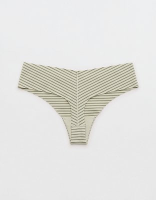 Superchill No Show Cotton Thong Underwear - Green Sheen