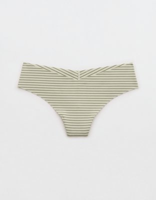 Superchill No Show Cotton Thong Underwear - Green Sheen