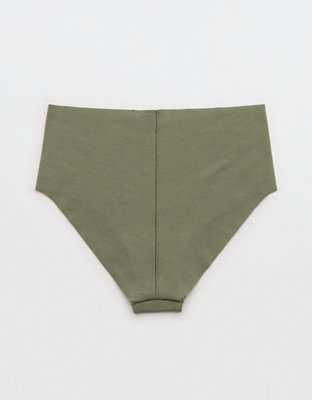 Superchill No Show Cotton Mid Rise Cheeky Underwear - Olive Fun