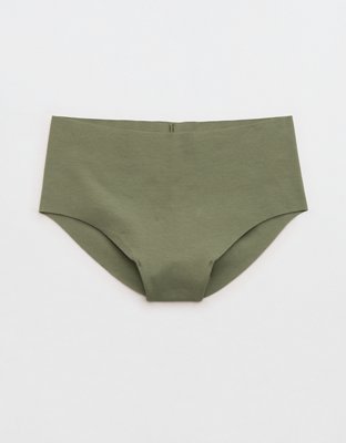 Superchill No Show Cotton Mid Rise Cheeky Underwear - Olive Fun