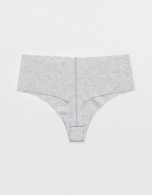 Superchill No Show Cotton Mid Rise Thong Underwear - Medium Heather Gray