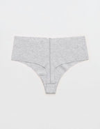 Superchill No Show Cotton Mid Rise Thong Underwear - Medium Heather Gray