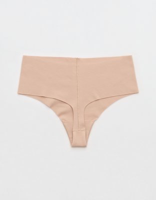 Superchill No Show Cotton Mid Rise Thong Underwear - Sands