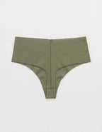 Superchill No Show Cotton Mid Rise Thong Underwear - Olive Fun
