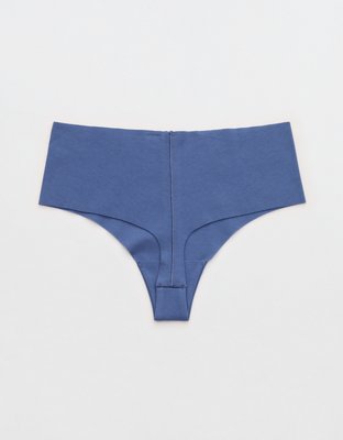 Superchill No Show Cotton Mid Rise Thong Underwear - Marbled Blue