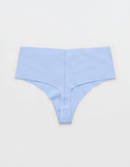 Superchill No Show Cotton Mid Rise Thong Underwear - Cloudy Blue