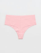 Superchill No Show Cotton Mid Rise Thong Underwear - Club Pink