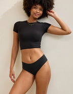 SMOOTHEZ No Show Mid Rise Thong Underwear - True Black