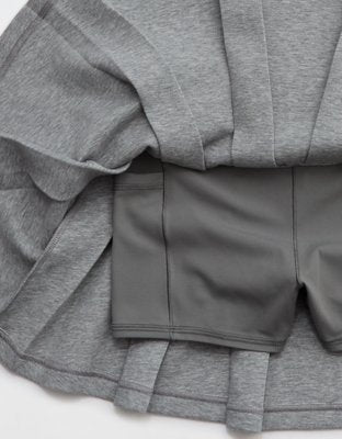OFFLINE By Aerie ChillUp Cotton Pleated Skort - Dark Heather Gray