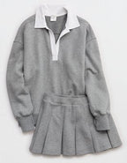 OFFLINE By Aerie ChillUp Cotton Pleated Skort - Dark Heather Gray