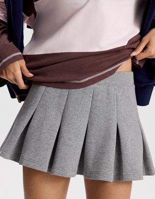 OFFLINE By Aerie ChillUp Cotton Pleated Skort - Dark Heather Gray