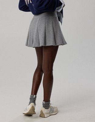 OFFLINE By Aerie ChillUp Cotton Pleated Skort - Dark Heather Gray