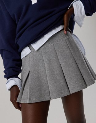 OFFLINE By Aerie ChillUp Cotton Pleated Skort - Dark Heather Gray