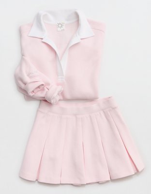 OFFLINE By Aerie ChillUp Cotton Pleated Skort - Pink Petal