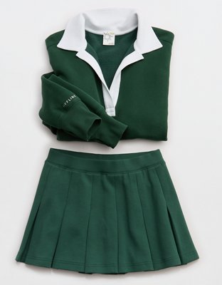 OFFLINE By Aerie ChillUp Cotton Pleated Skort - Rugged Green