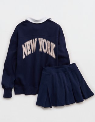 OFFLINE By Aerie ChillUp Cotton Pleated Skort - Royal Navy