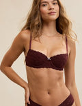 Show Off Vintage Lace Lightly Lined Balconette Bra - Royal Berry
