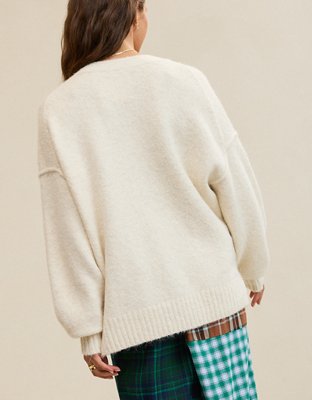 Aerie Oversized Grandpa Cardigan - Heather Frost