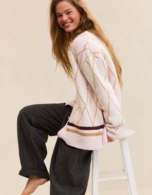 Aerie Oversized Grandpa Cardigan - Pink Petal