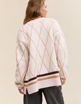 Aerie Oversized Grandpa Cardigan - Pink Petal