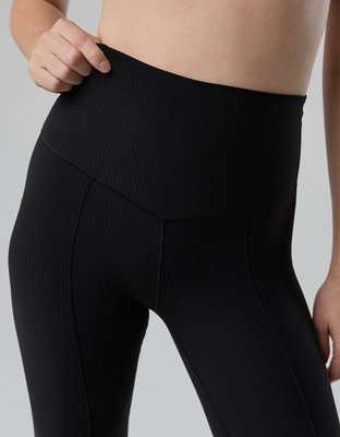 OFFLINE By Aerie Real Me XTRA Rib Cropped Kick Flare Legging - True Black