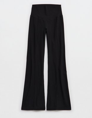OFFLINE By Aerie Real Me XTRA Rib Cropped Kick Flare Legging - True Black