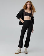 OFFLINE By Aerie Real Me XTRA Rib Cropped Kick Flare Legging - True Black