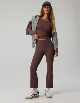 OFFLINE By Aerie Real Me XTRA Rib Cropped Kick Flare Legging - Relic