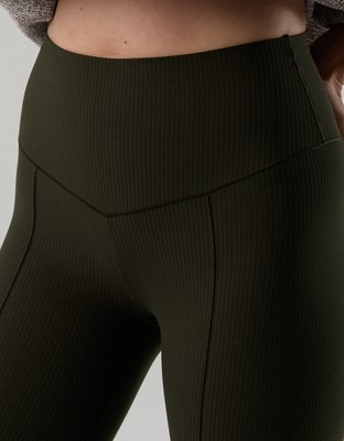 OFFLINE By Aerie Real Me XTRA Rib Cropped Kick Flare Legging - Olive Petal