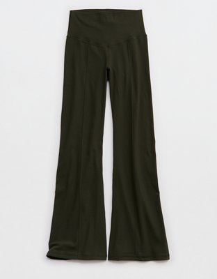OFFLINE By Aerie Real Me XTRA Rib Cropped Kick Flare Legging - Olive Petal