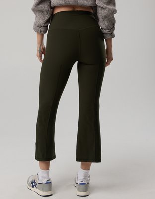 OFFLINE By Aerie Real Me XTRA Rib Cropped Kick Flare Legging - Olive Petal